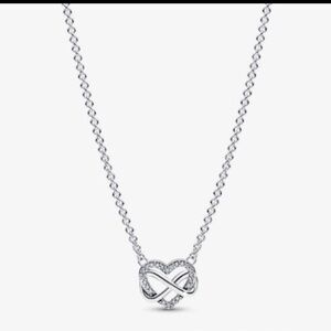 Pandora Silver Infinity Heart Necklace with Pavé Accents